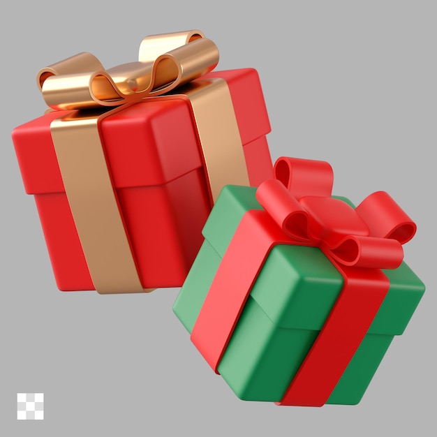 PSD ilustración de las cajas de regalos de navidad en 3d