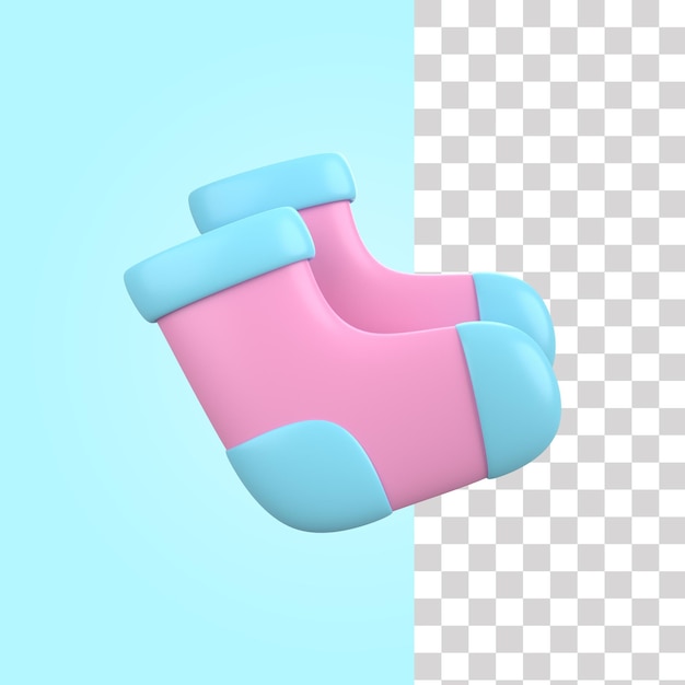 Ilustración de calcetines de bebé 3D