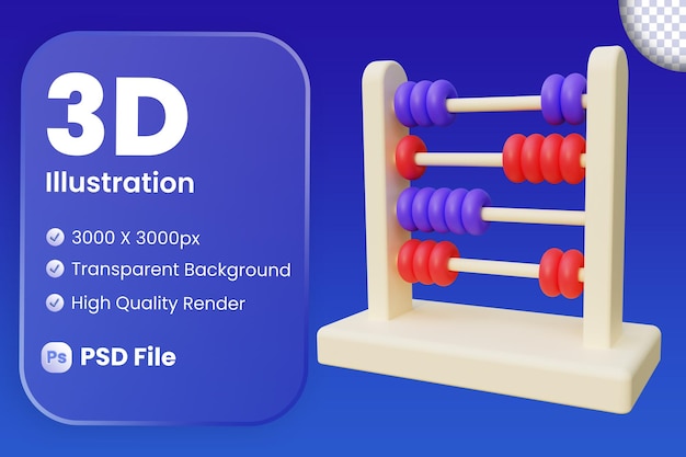 Ilustración de calculadora de ábaco 3D