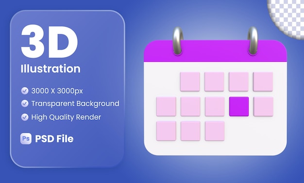 Ilustración del calendario en 3D