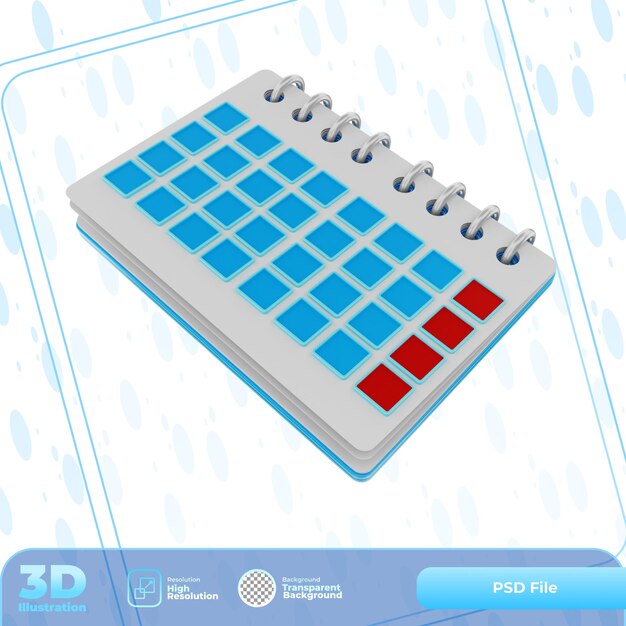 ilustración de calendario de procesamiento 3d