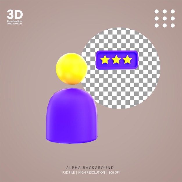 PSD ilustración de calificación de usuario de render 3d