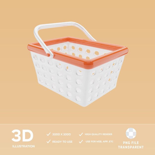 Ilustración de la canasta de compras PSD en 3D