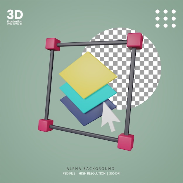 Ilustración de capas de diseño de renderizado 3d