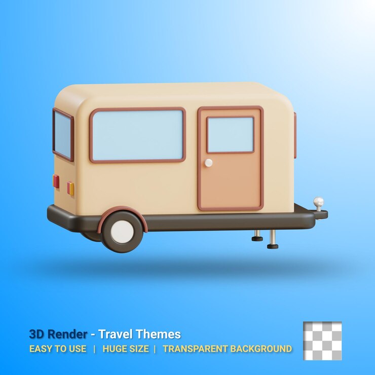 PSD ilustración de una caravana en 3d con fondo transparente