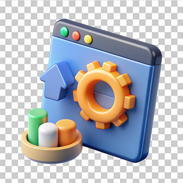 PSD ilustración de carga 3d actualización y actualización del software del sistema concepto vectorial moderno y de moda en estilo 3d