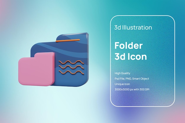 PSD ilustración de carpeta con estilo de icono 3d