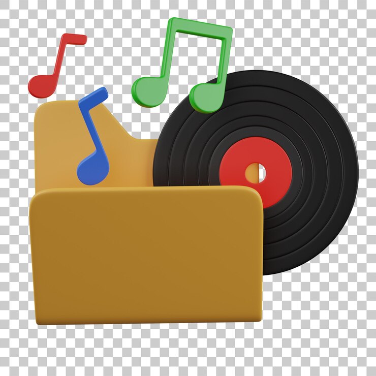 PSD ilustración de la carpeta de música en 3d