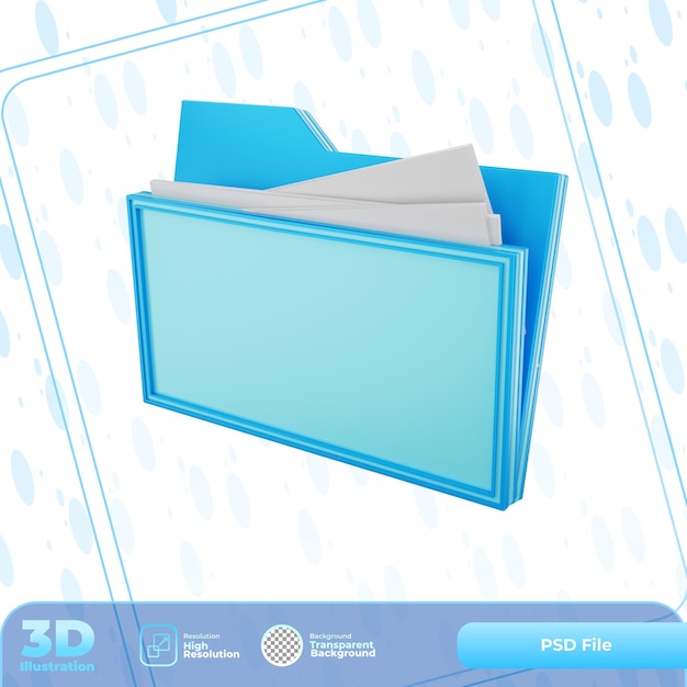 PSD ilustración de carpeta de procesamiento 3d