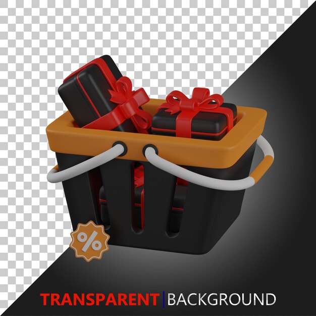 PSD ilustración del carrito de mano del viernes negro en psd 3d