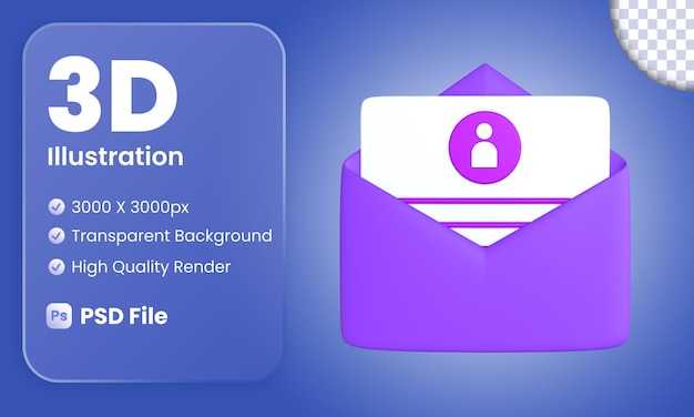 PSD ilustración de carta de solicitud 3d
