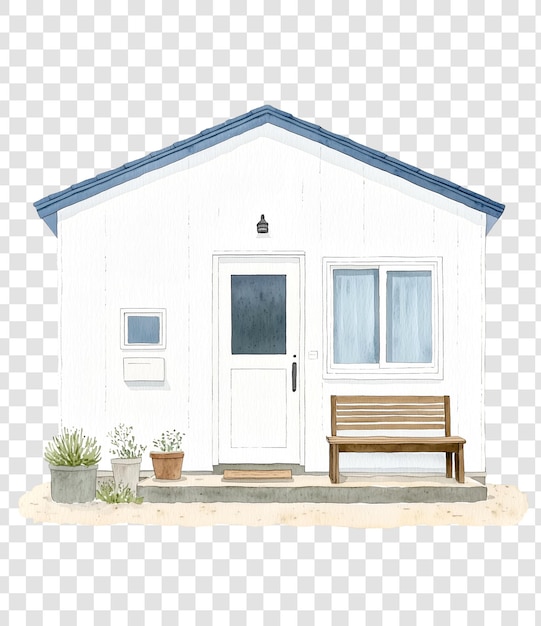 Ilustración de una casa minimalista encantadora con detalles arquitectónicos simples