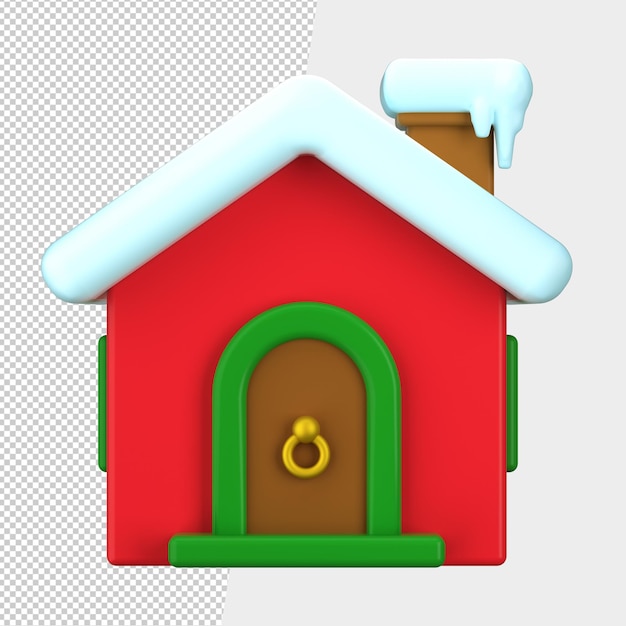 PSD ilustración de casa de navidad 3d con fondo transparente