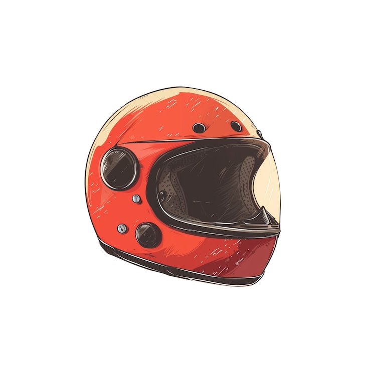 PSD ilustración de un casco de motocicleta antiguo