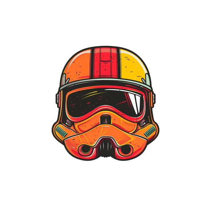 PSD ilustración del casco naranja y rojo de los soldados de asalto