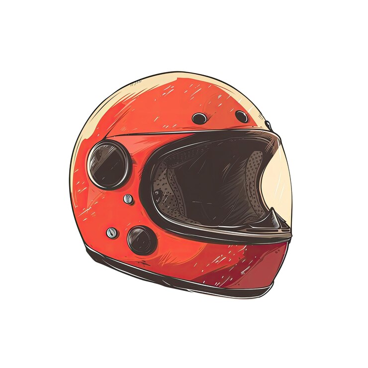 PSD ilustración del casco rojo de motocicleta