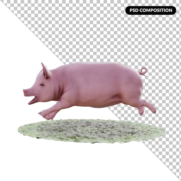 PSD ilustración de cerdito aislado 3d