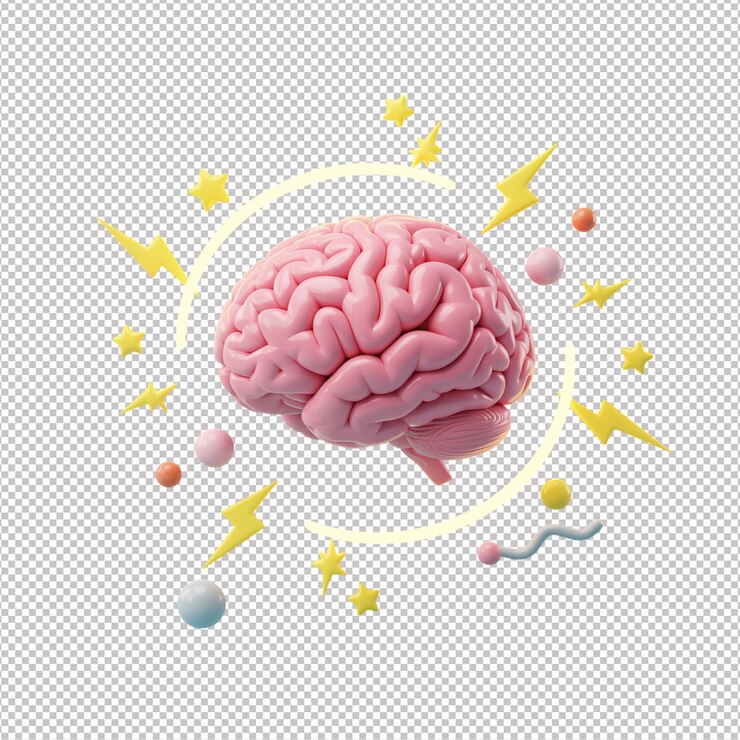 PSD ilustración del cerebro en 3d rosa