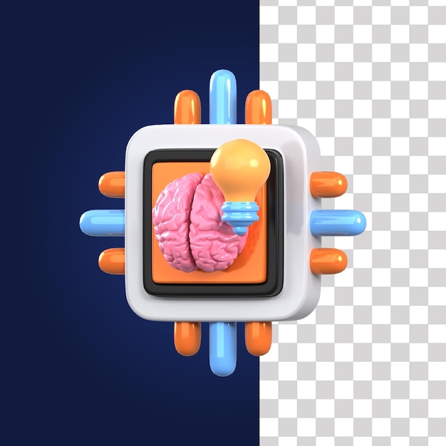 Ilustración del cerebro del procesador 3D