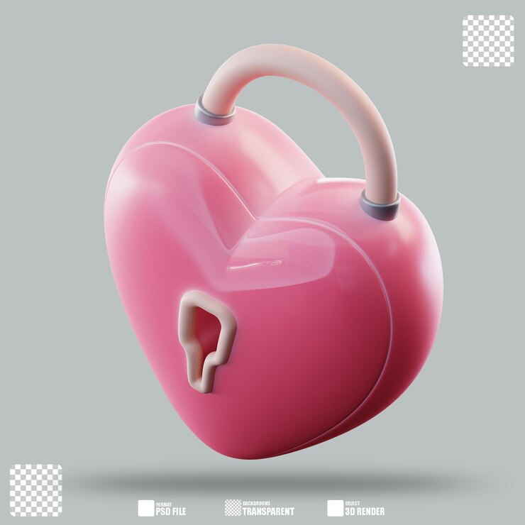 PSD ilustración del cerrojo del corazón 3d 2