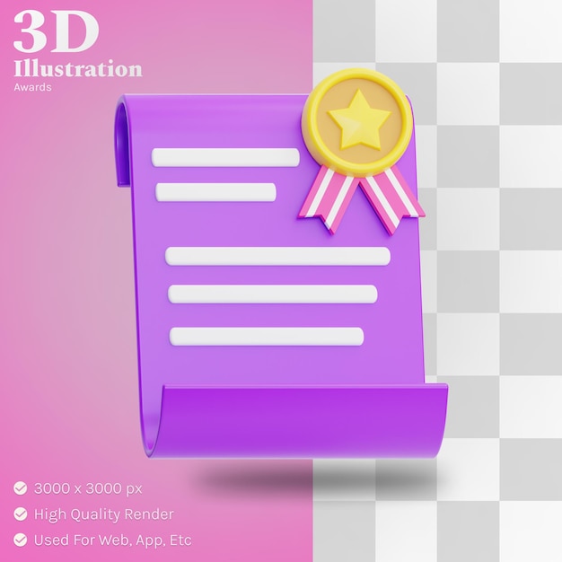 Ilustración de certificado 3d