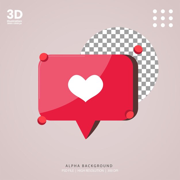 ilustración de chat de burbuja de amor 2d