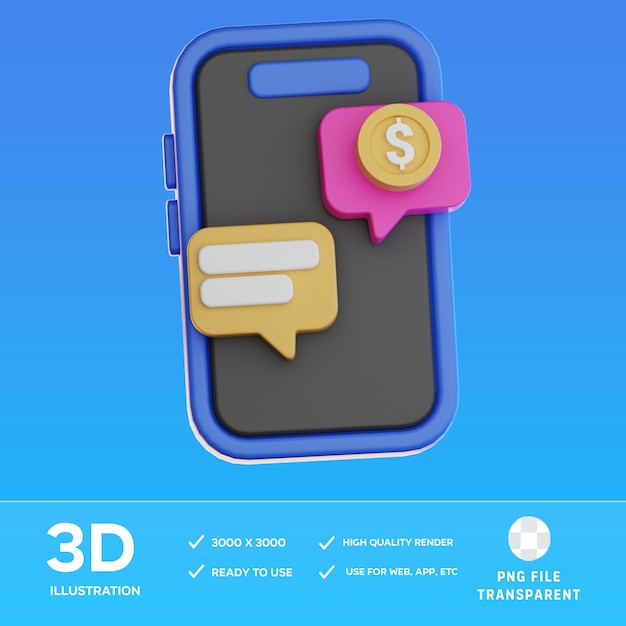 Ilustración del chat de negocios 3D de PSD