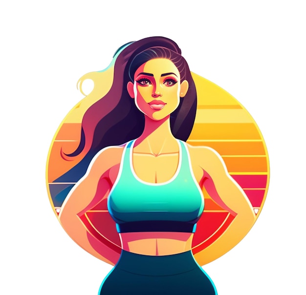 PSD ilustración de chica fitness