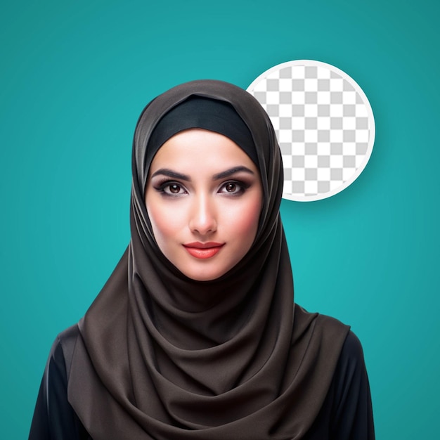 PSD ilustración de una chica linda con hijab en un fondo transparente