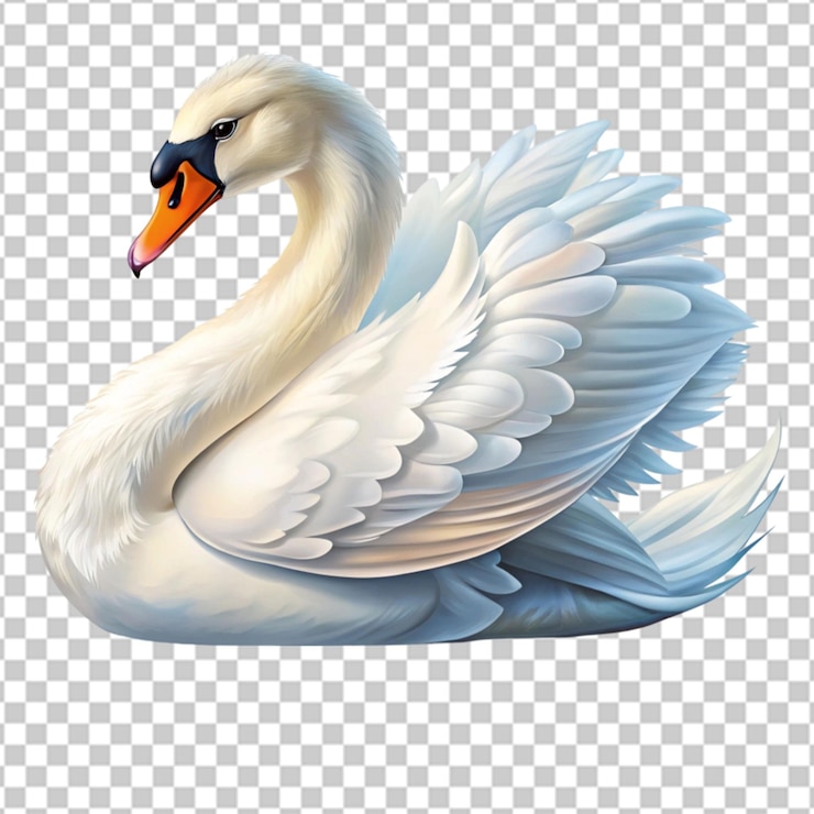 PSD ilustración de un cisne blanco en un fondo transparente