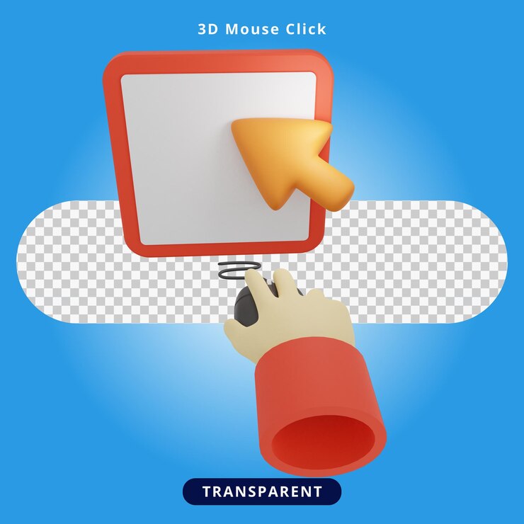 PSD ilustración de clic de ratón de renderizado 3d