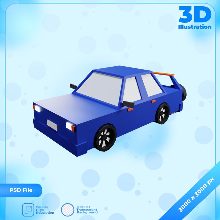 PSD ilustración de coche de renderizado 3d