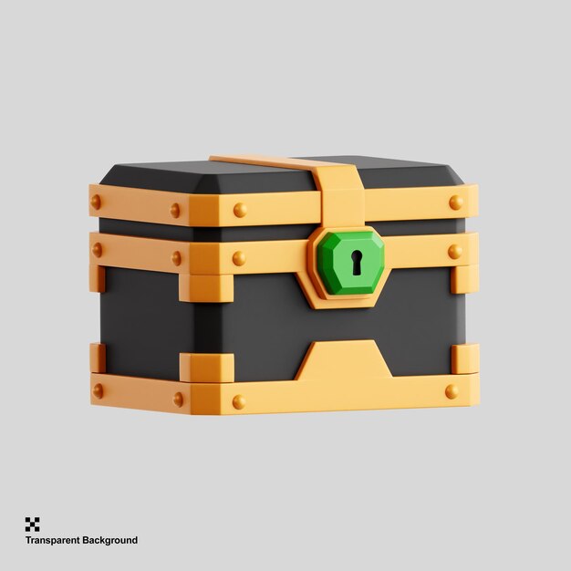 Ilustración de cofre de contenedor de tesoro 3D