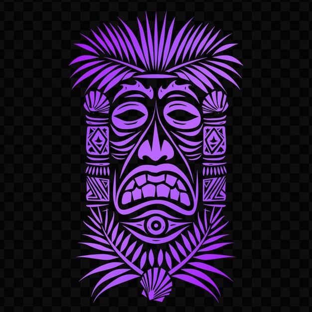 PSD una ilustración colorida de una cabeza de león con un patrón tribal en el fondo