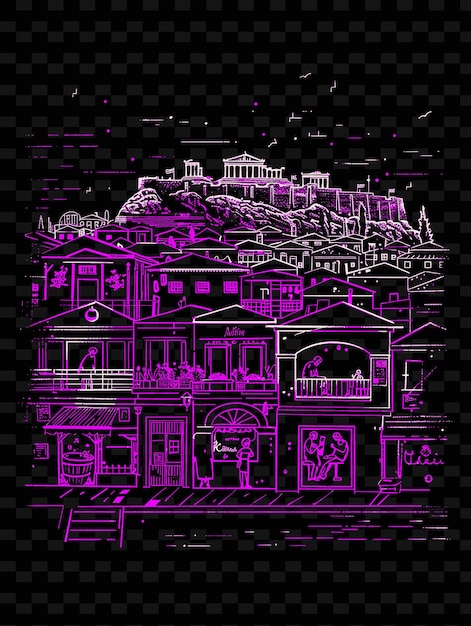 PSD una ilustración colorida de una casa con un fondo negro