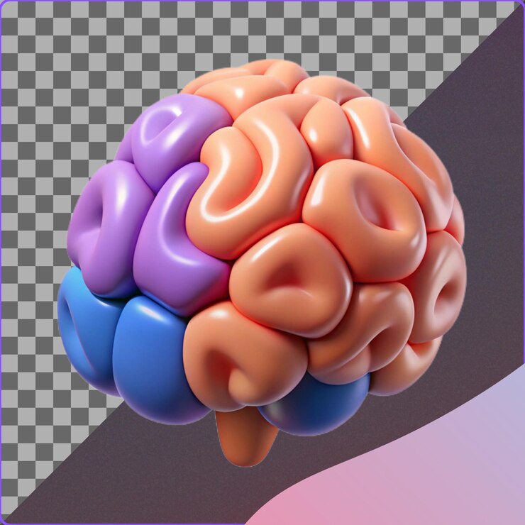 PSD ilustración colorida del cerebro en 3d