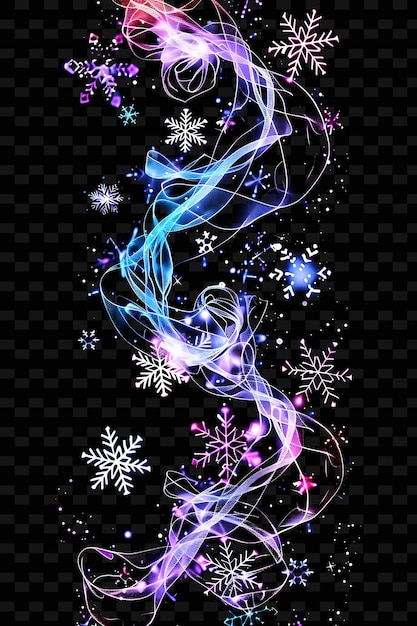 Una ilustración colorida de copos de nieve y copos de nieve