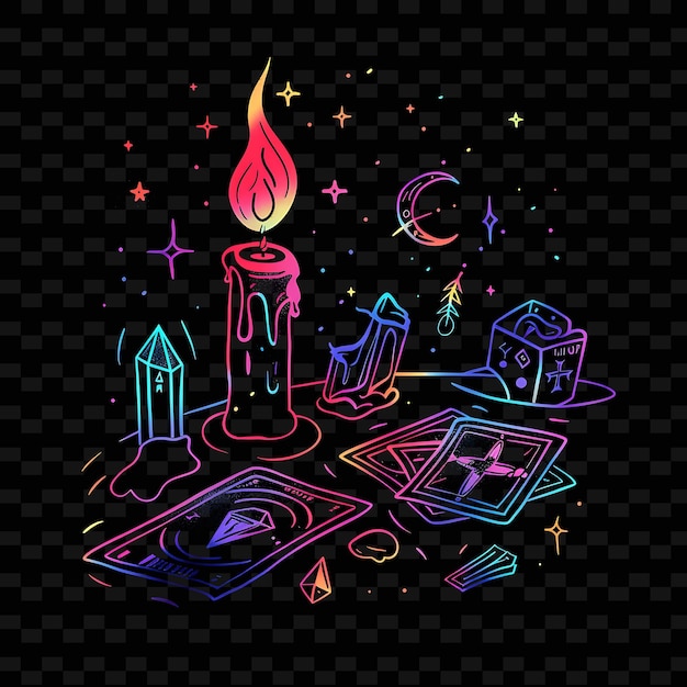 una ilustración colorida de una escena nocturna con una computadora portátil y una caja de estrellas