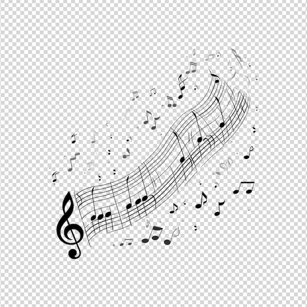 PSD una ilustración colorida de un fondo musical con notas de música y la palabra música