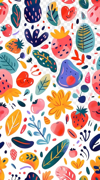 una ilustración colorida de fresas fresas y hojas azules