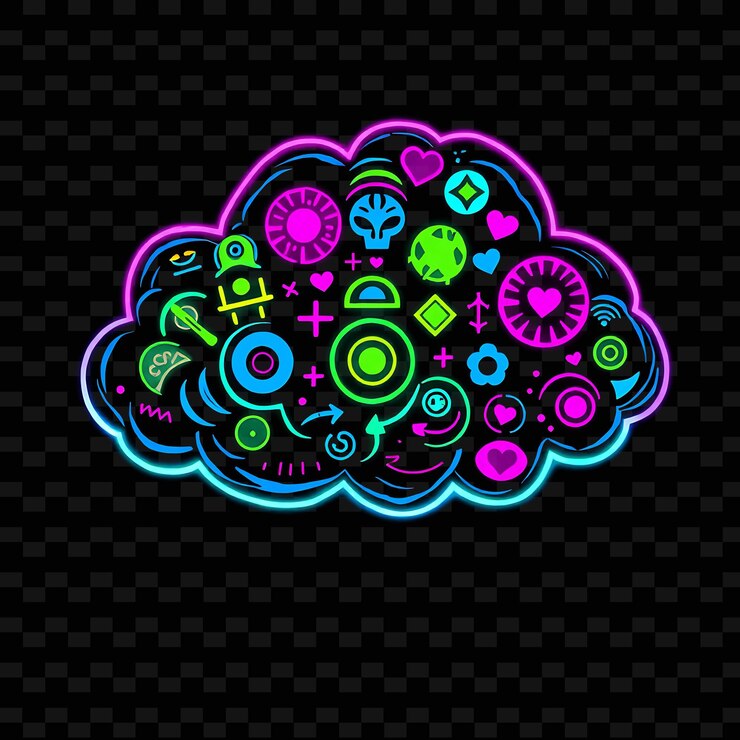 PSD ilustración colorida de una nube con las palabras "te quiero" en la parte inferior.