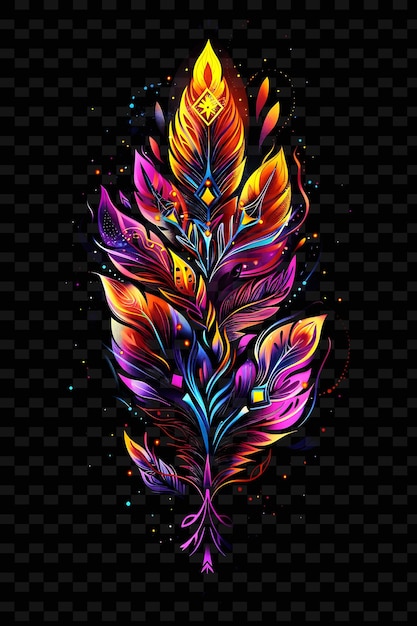 Una ilustración colorida de plumas de pavo real