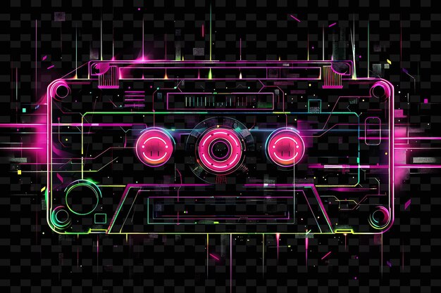 PSD una ilustración colorida de una radio con las palabras dj en la parte inferior