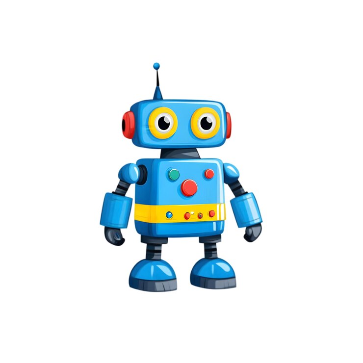 PSD ilustración colorida de robot de dibujos animados diseño tecnológico lúdico y educativo