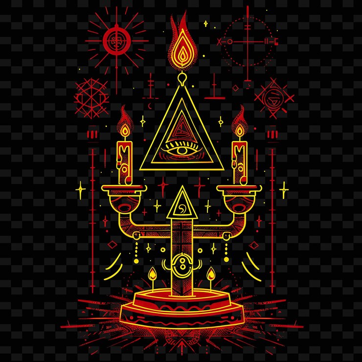 PSD una ilustración colorida de un símbolo religioso con la palabra "dios" citada en él