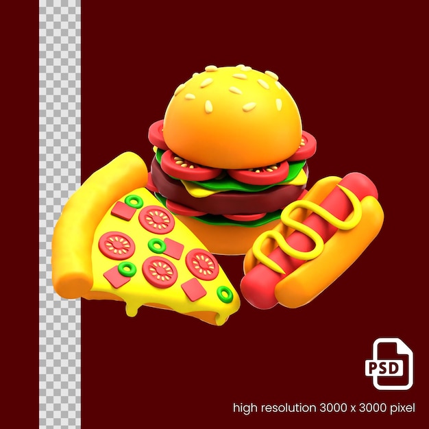 Ilustración de comida rápida en 3D