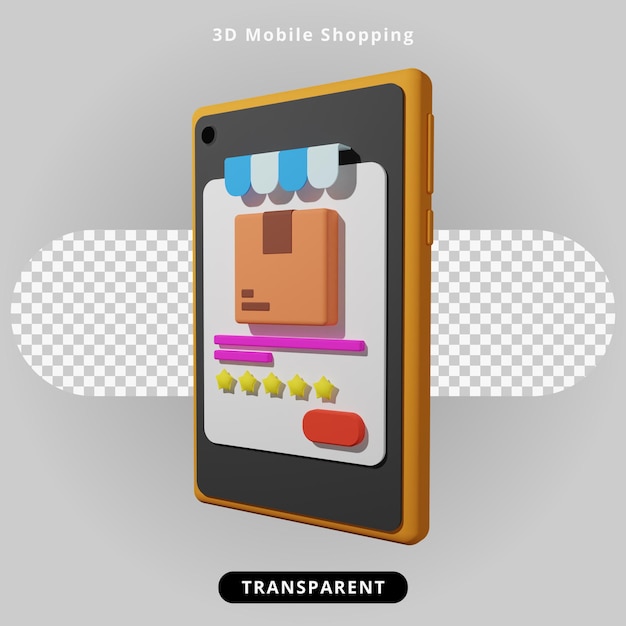 PSD ilustración de compras móviles de renderizado 3d