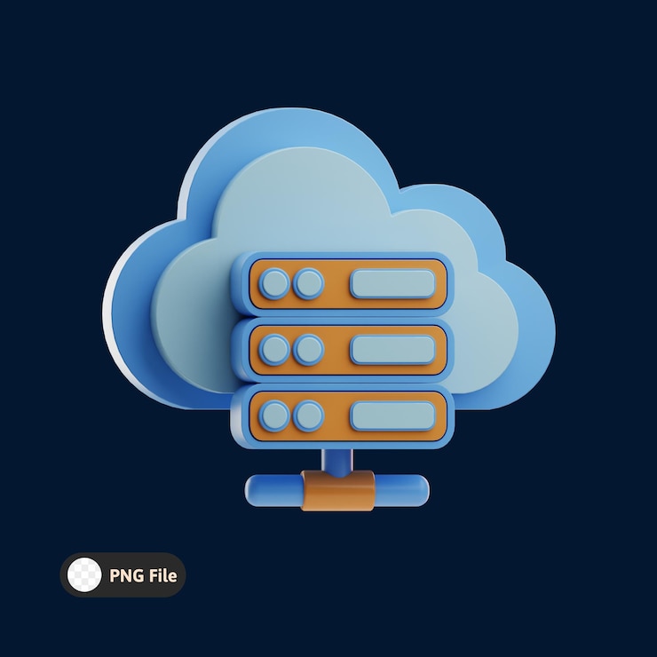 PSD ilustración de computación en nube y servidor de datos