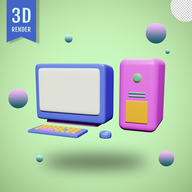 PSD ilustración de computadora 3d con fondo aislado