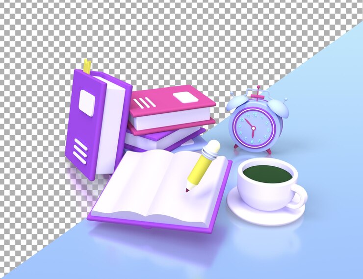 PSD ilustración del concepto de educación de libro y lápiz para el concepto de idea de negocio background3drender